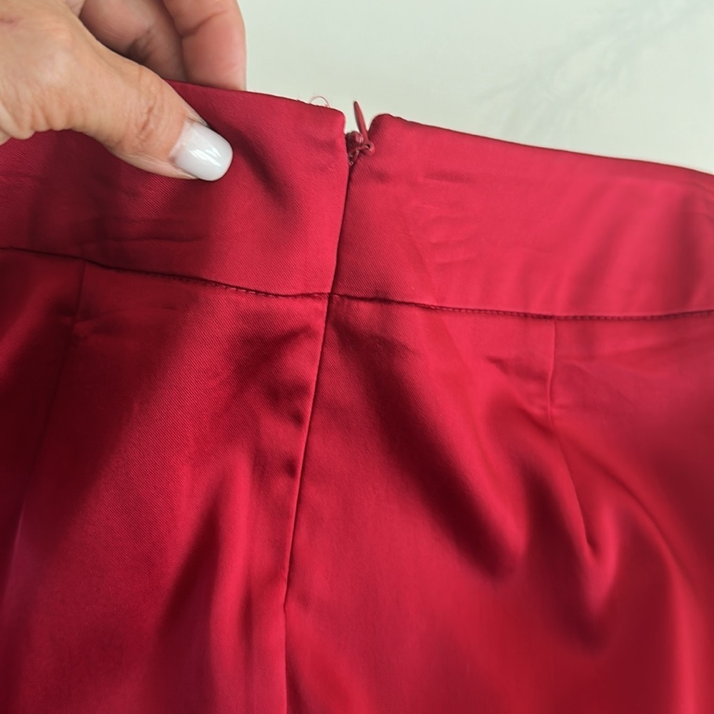 Cache Red Pencil Skirt Knee-Length Slit - Picture 7 of 7